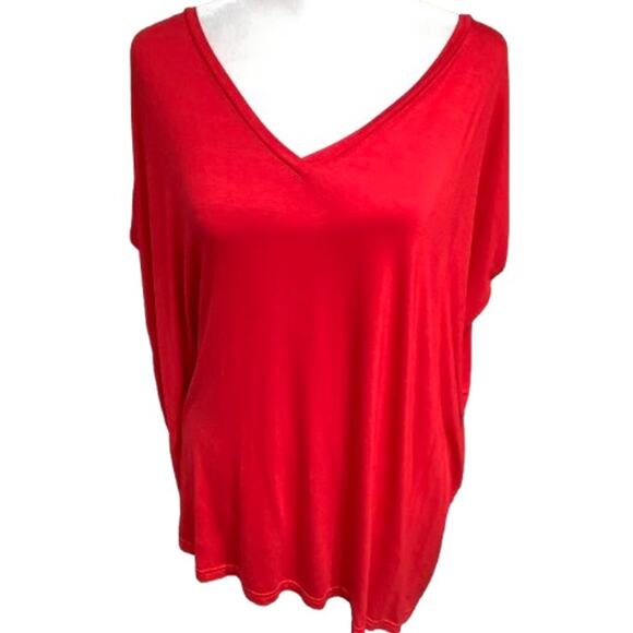 PIKO 1988 Bright Red Bamboo Blend Top Small – Minimalist, Relaxed, Versatile - Picture 1 of 7